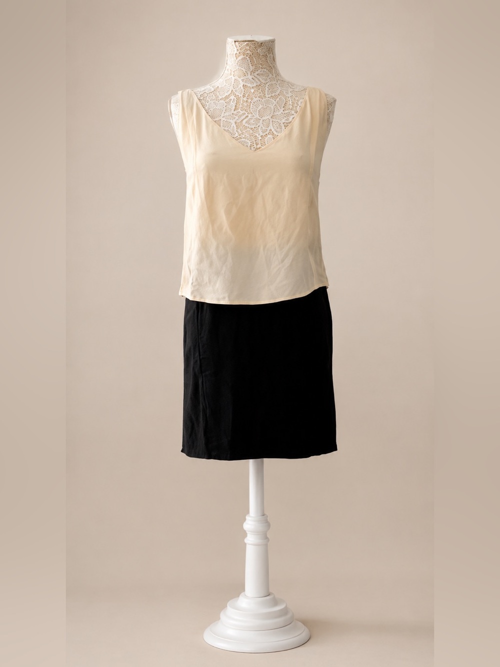 Babaton 100% Silk Colorblock Dress Cream & Black – Size 6 NWOT - Minimalist Chic